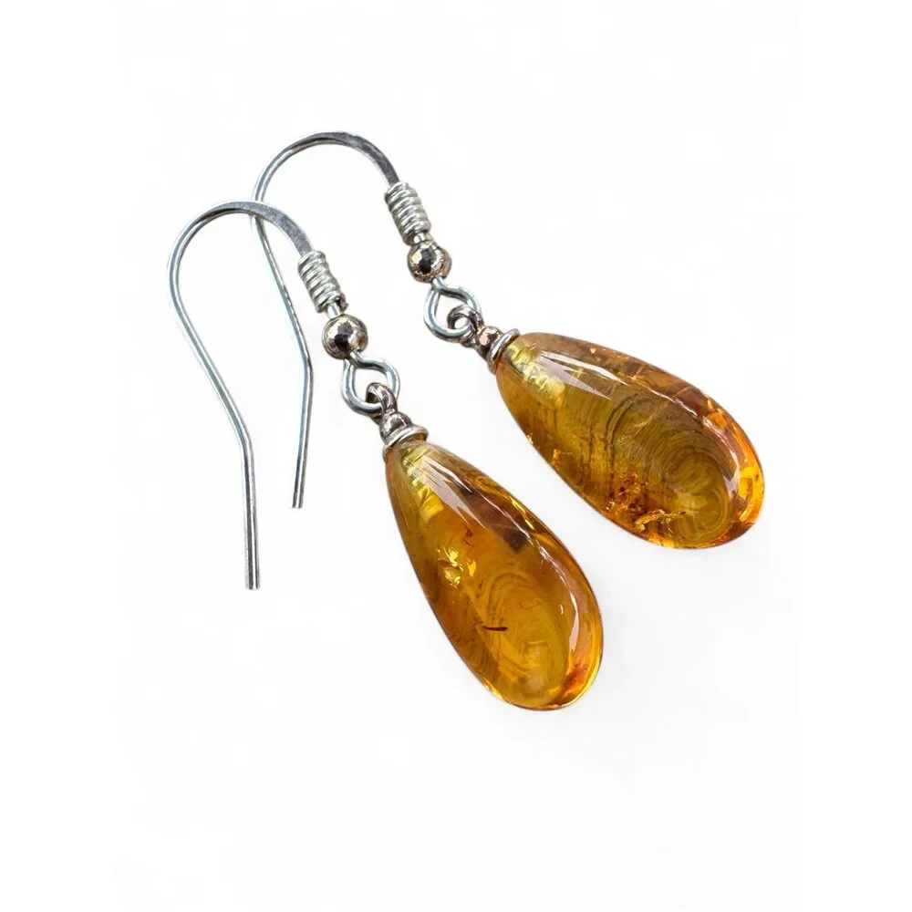 Baltic Amber Solid 925 Sterling Silver Earrings
